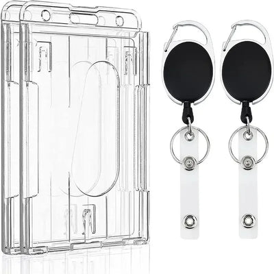Transparent Cards Slots ID Tag Badge Holder with Badge Reel Cards Storage Organizer Employee Pass Work Card Case Sleeve - Smarsty
