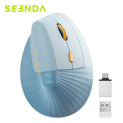 SEENDA Vertical Wireless Mouse Type C Rechargeable Ergonomic USB & Type C Mice for Laptop Laptop PC MacBook Windows Android - Smarsty