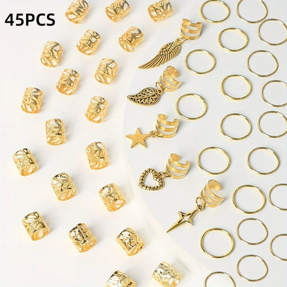 45pcs Alloy Braid Hair Rings for Stylish Dreadlocks - Smarsty