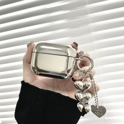 Luxury Silver Earphone Case with Heart Keyring - Smarsty