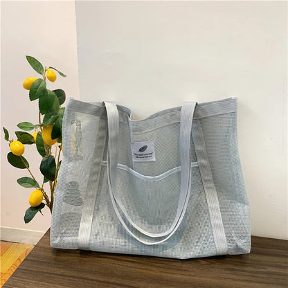 Transparent Mesh Shoulder Bag for Travel and Beach - Smarsty