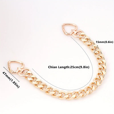 1pc Metal Purse Chain Strap Extender Heart Shape Purse Chain for Accessory Charms, Lengthen Crossbody Shoulder Handbags Strap - Smarsty