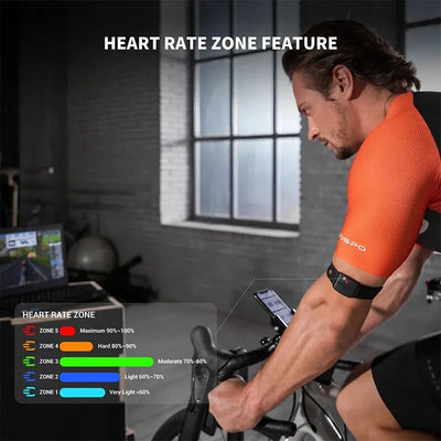 COOSPO HW9 Armband Heart Rate Monitor with HR Zones/Calories HRM Sensor for Fitness Cycling BLE5.0 ANT+ for Peloton,Zwift,Wahoo by Smarsty