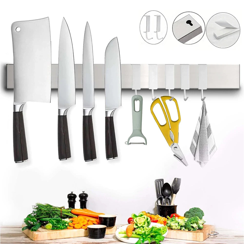 40CM 50CM Stainless Steel Knife Stand Magnetic Knife Holder Wall Block Storage Rack for Knives Kitchen Accessories Organizer