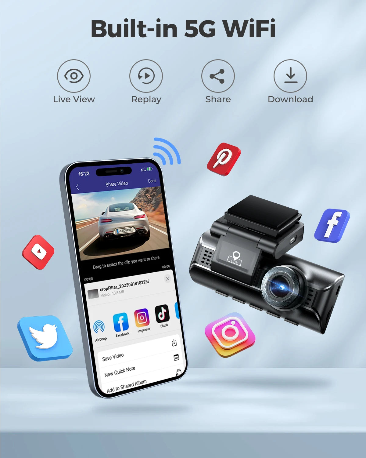 4K Dash Cam With GPS And Superior Night Vision Parking - Smarsty