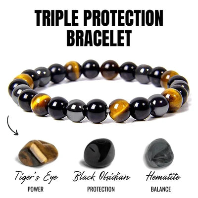 Natural Black Obsidian Tiger Eye Beads Bracelet for Health Protection - Smarsty