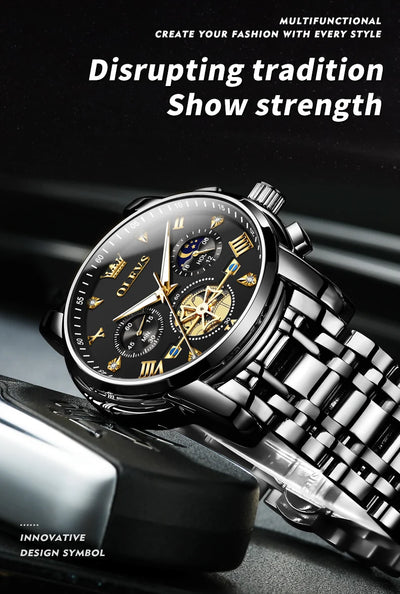 OLEVS Luxury Quartz Watch with Moon Phase Feature - Smarsty