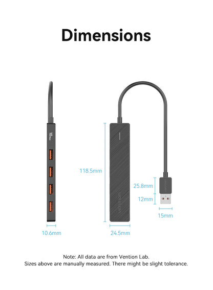 4 Port USB Hub USB 3 Gen 2 10Gbps LaptopCompatibleDevice