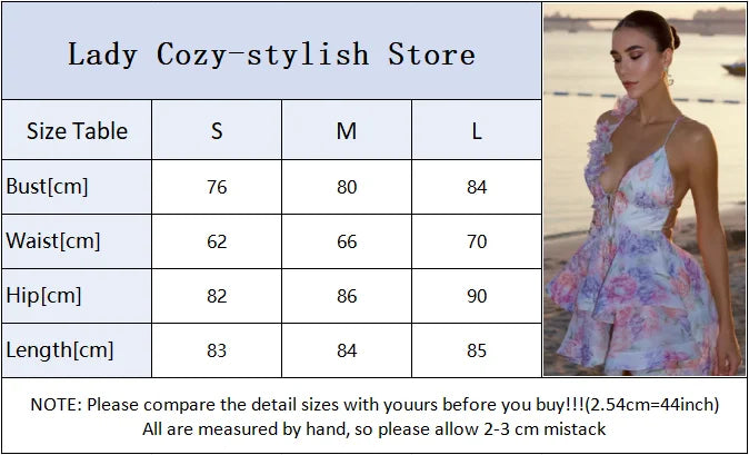 Sexy Flare Sleeve V Neck Printed Mini Dress Fashion Pleated A-line High Waist Gown New Lady Summer Evening Party Club Vestidos