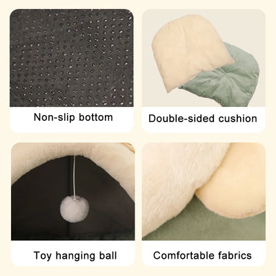 Deep Sleep Cat Bed Cartoon Pet Bed Foldable Removable Washable Pet Sleeping Bed for Small Dog Mat Bag Cave Cats Bed - Smarsty