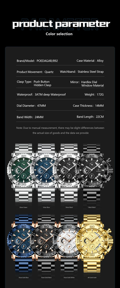 Luxury Waterproof Men's Chronograph Watch with Calendar - Smarsty