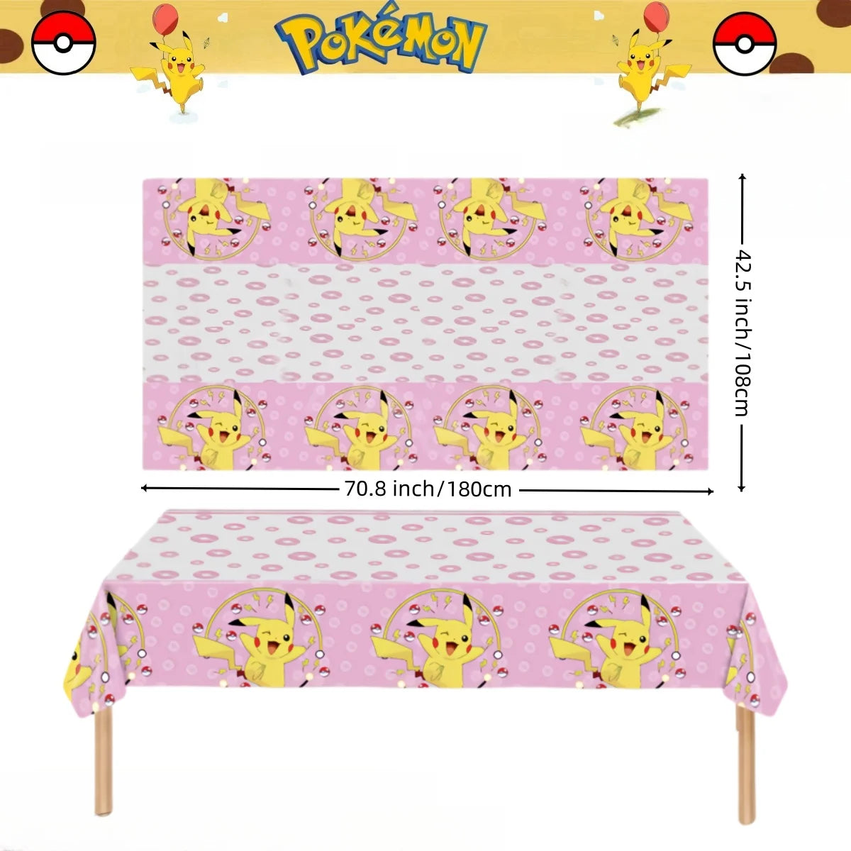 Pokemon Tablecloth Birthday Party Decoration Pikachu Disposable Table Cloth Table Cover Baby Shower Kids Toy Gift Party Supplies by Smarsty