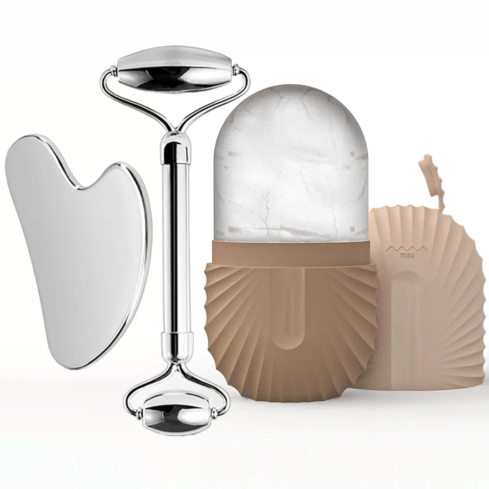 Ice Face Roller and Gua Sha Set for Effective Facial Massage - Smarsty