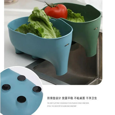 Sink Strainer Elephant Sculpt Leftover Drain Basket Fruit and Vegetable Washing Basket Hanging Drainer Rack Kitchen Accessories by Smarsty