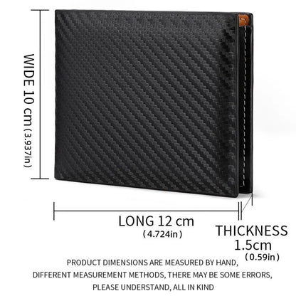New Carbon Fiber Short Wallet Men's Card Bag Integrated Zipper Change Bag Holder - Smarsty