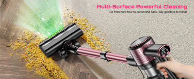Cordless Vacuum Cleaner, 10 in 1 Stick Vacuum with 55Kpa Powerful Suction, Hose,Lightweight Rechargeable Vacuum Cleaner for Home