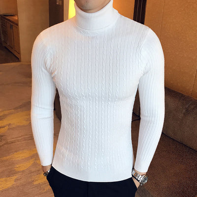 New Turtleneck Sweater Casual Men's Rollneck Knitted Sweater Keep Warm Men Jumper Woolen Sweater - Smarsty