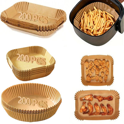 Air Fryer Paper Liners Disposable Oil-Proof Waterproof Baking Paper Round Square And Rectangle Parchment Kitchen Party Supplies - Smarsty