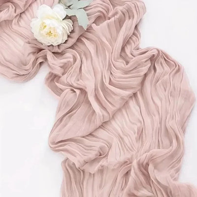 Pink Cheesecloth Table Runner for Romantic Weddings - Smarsty