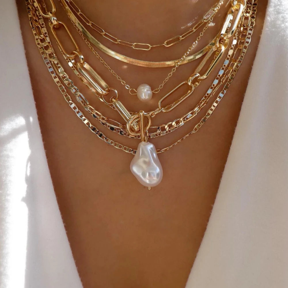 Vintage Gold Boho Layered Necklace Set for Women - Smarsty
