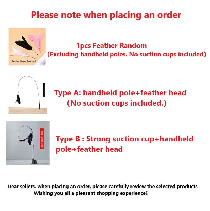Interactive Cat Teaser Stick With Replaceable Feather - Smarsty