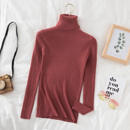 2025 Women Turtleneck Sweater Knitted Soft Pullovers Cashmere Jumpers Basic Solid Soft Sweaters Women Autumn Winter Casual Top - Smarsty