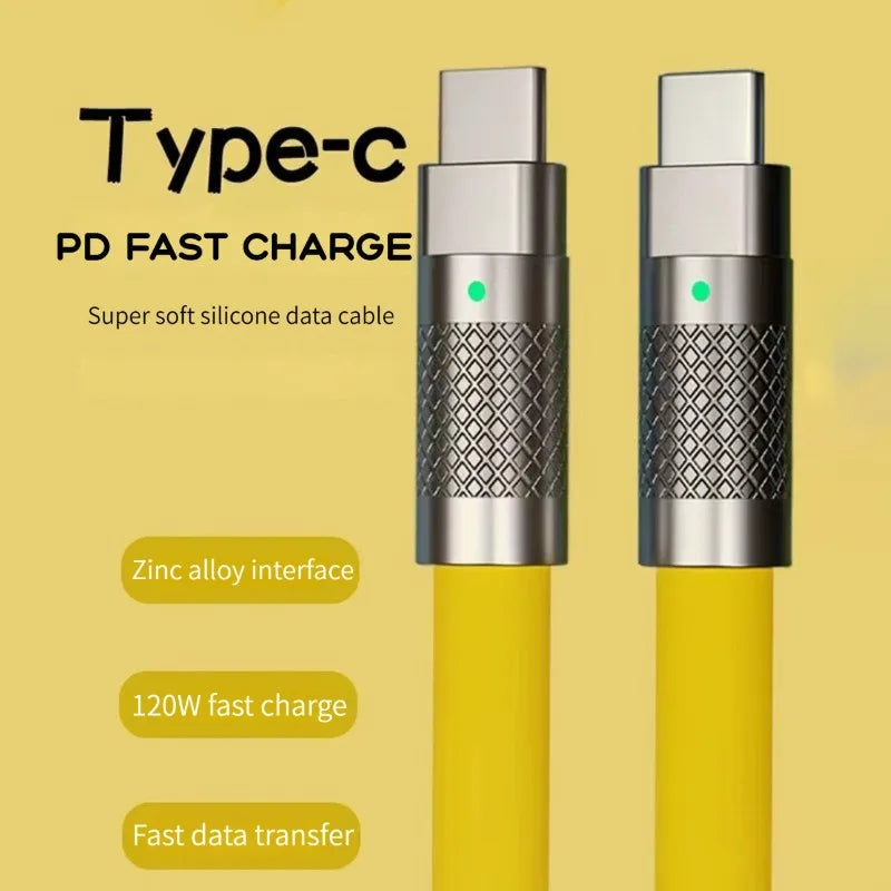 120w 6a Super Fast Charge PD Type C Liquid Silicone Cable Quick Charge 1M 2M Usb Cable Usb C to C Charger Cable - Smarsty