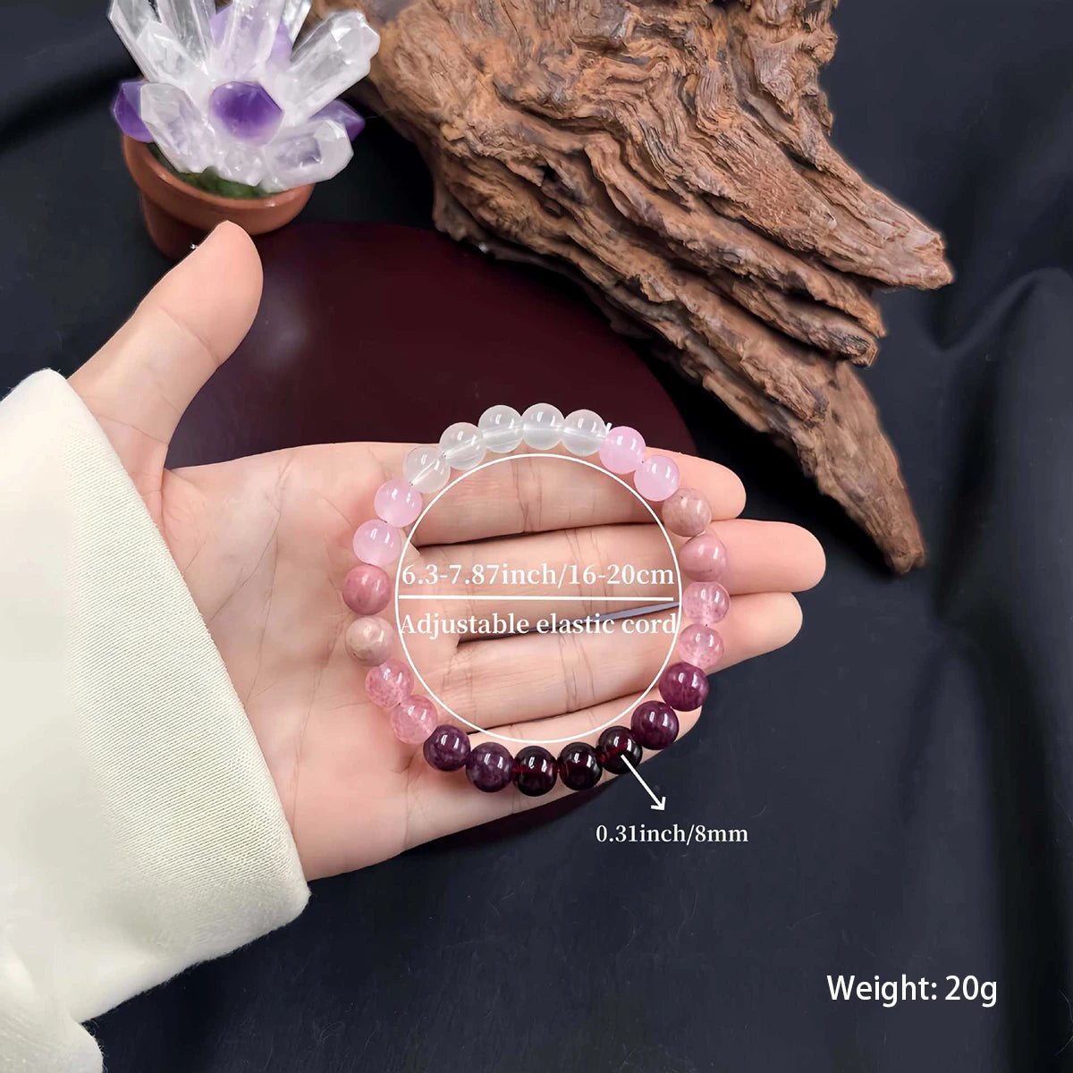 Pink Amethyst Beaded Bracelet for Self Love - Smarsty