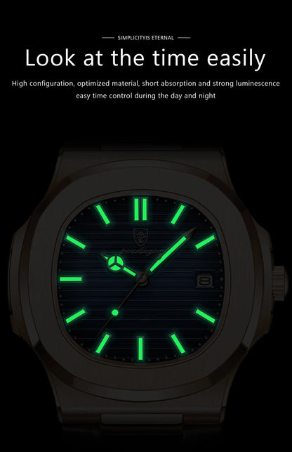 Luxury Waterproof Quartz Square Men Watch with Luminous Feature - Smarsty