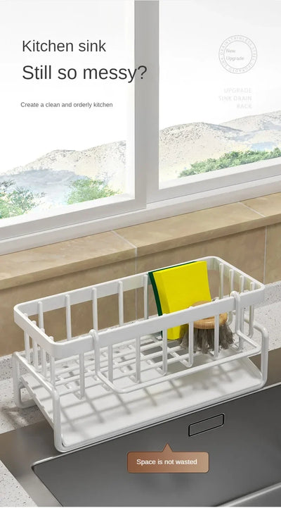 Kitchen Shelf Rag Storage Drainage Shelf No-Punch Storage Rack Home Spice Rack Sink Tap Sink Drainage Rack Kitchen Accessories by Smarsty