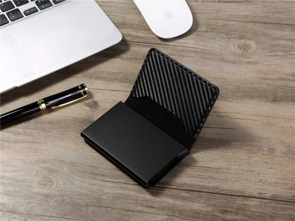 Rfid Aluminum Men Wallet Card Holders Purse Carbon Fiber Men Business Slim Thin Smart Wallet Credit Cardholder Case Note Holder