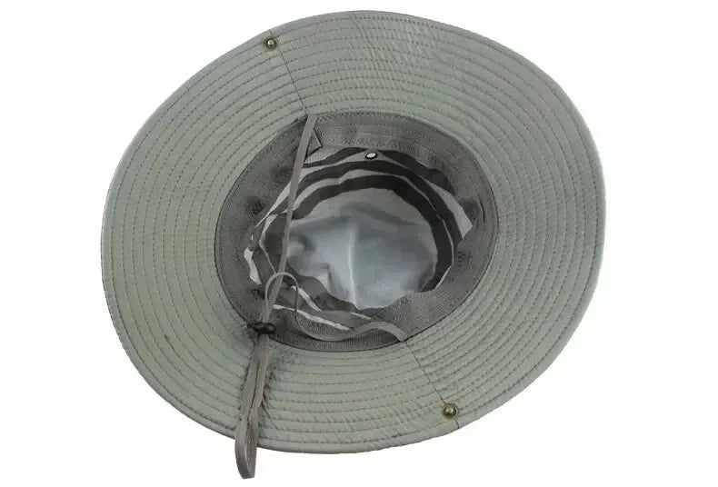 Summer Men Bucket Hat Outdoor UV Protection Wide Brim Panama Safari Hunting Hiking Hat Mesh Fisherman Hat Beach Sunscreen Cap - Smarsty