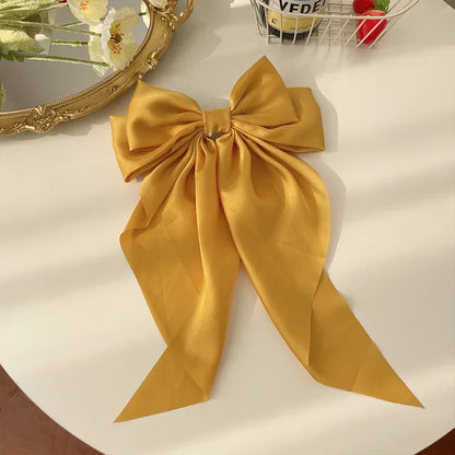 Korean Satin Hair Clips with Big Bowknot for Women - Smarsty