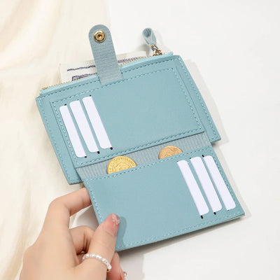 Minimalist and fashionable women's short card bag, ultra-thin mini PU leather zero wallet, women's credit card holder wallet - Smarsty