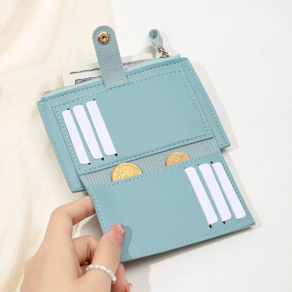 Minimalist and fashionable women's short card bag, ultra-thin mini PU leather zero wallet, women's credit card holder wallet