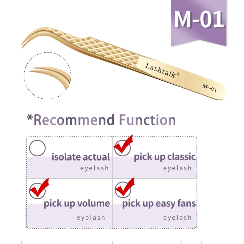Precision Fiber Tip Eyelash Extension Tweezers with Diamond Grip - Smarsty
