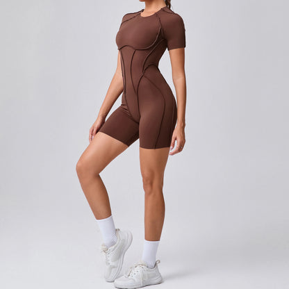Short Jumpsuit Gym Clothes For Women Sportswear Fitness Overalls Backless Scrunch Booty Yoga Suit Sports Set Outfit - Smarsty