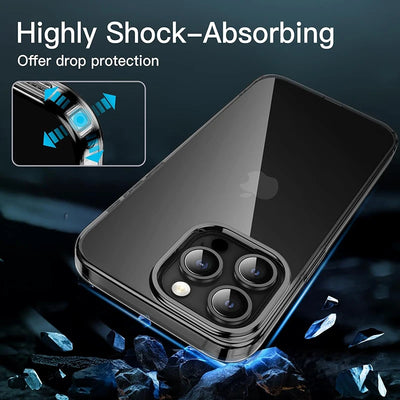 Original Transparent Black Silicone Soft Case For iPhone 15 Pro Max Carcasa Ultra Thin Case for iPhone 14 13 12 Mini 11 Pro Max by Smarsty