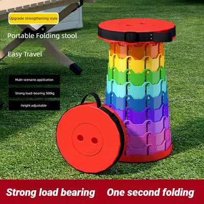 Folding Stool Outdoor Portable Chair Retractable Adjustable Bench Camping, Fishing Multi-scene Applicable by Smarsty