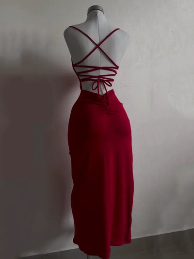2024 explosive new dress summer high sensibility halter strap Spice Girl bag hip dress - Smarsty