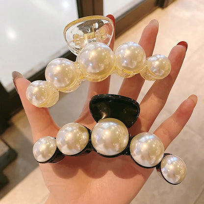 Large Pearl Hair Claw Clip Acrylic Fashion Barrette Stylish - Smarsty