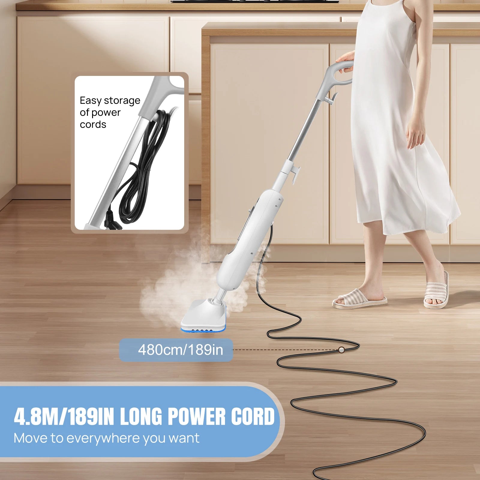 DayPlus Steam Mop & Detachable Steam Cleaner, 1500W Powerful Floor Steamer for Carpet Laminate Hardwood,2 Washable Pads, 400ml - Smarsty