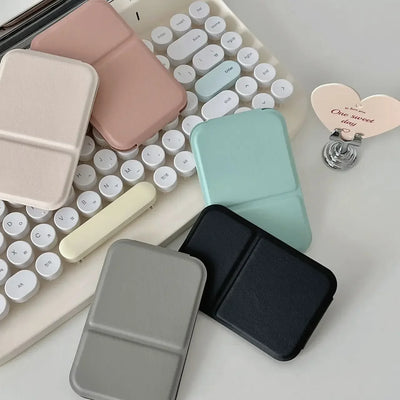 Portable Foldable Makeup Mirror with PU Leather Case - Smarsty