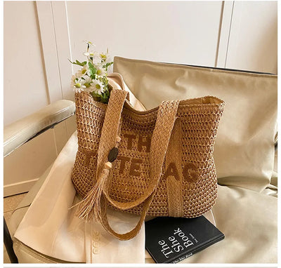 French Style Large Capacity Woven Straw Tote Bag For Women - Smarsty