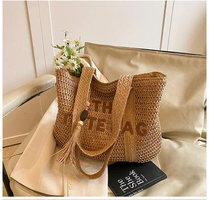 French Style Large Capacity Woven Straw Tote Bag For Women - Smarsty