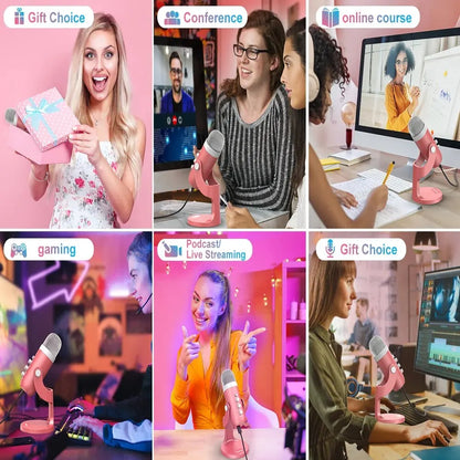 Haomuren Pink USB Condenser Microphone for Streaming - Smarsty