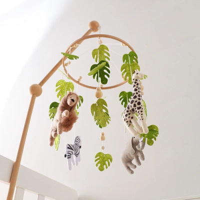 Baby Crib Mobile Rattle Toy For 0-12 Months Cartoon Felt Forest Animal Bed Bell Hanging Wooden Bracket Mobile Newbaby Rattle Toy by Smarsty