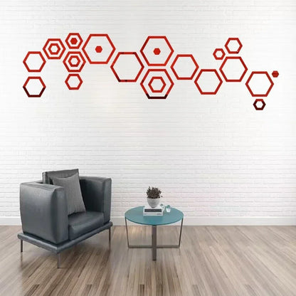 24pcs 3D Hexagonal Mirror Wall Stickers for Home Decor - Smarsty