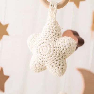 Baby Crib Mobile Bed Bell Rattle Toys Wooden Crochet Stars Pendant Bed Bell Toys Newborn Comfort Crib Bracket Hanging Toys Gifts by Smarsty
