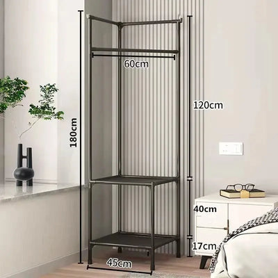 Corner Coat Hat Rack Multifunction Multi-Layer Floor Standing Corner Hanger Detachable Removable Metal Clothing Storage Shelf by Smarsty